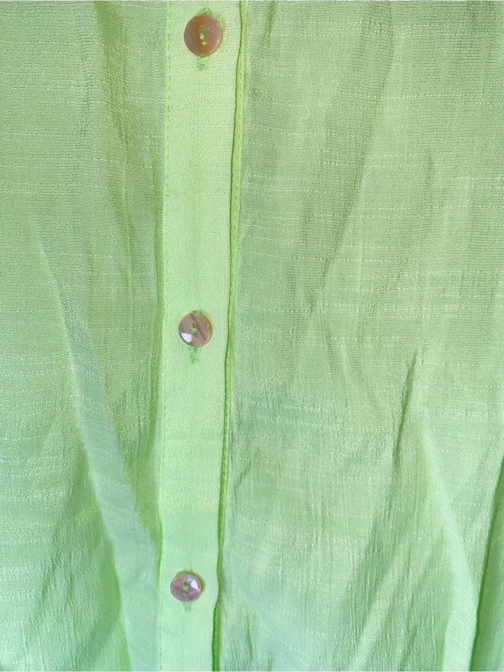 Cia Maritima Neon‎ Green Sheer Button Down Swim Cover Up Shirt Dress Size S